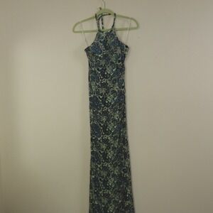 Sherri Hill Dress Paisley Velvet Beaded Halter Gown